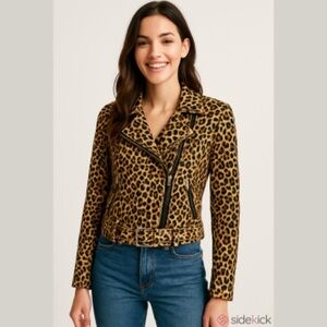 Juicy Couture leopard print jacket magenta satin lined womens bomber Small